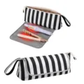 Borsa a righe resistente al calore per piastra capelli e arricciacapelli da viaggio - righe bianche e nere