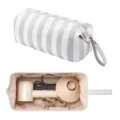 Striped Hairdryer Storage Bag Grey White Portable Travel Organizer Case for Hair Tools - White and Gray Stripe