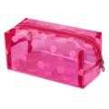 Pink transparent polka dot waterproof cosmetic bag, portable travel storage bag for women and girls. - Octagonal Rose Red