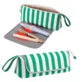 Borsa Custodia Termoresistente a Righe Verdi per Piastra per Capelli e Arricciacapelli - A Righe Bianco Verde