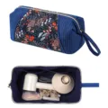 Borsa porta asciugacapelli blu in tessuto stile cinese, elegante variante trousse da viaggio. - Valle dei Fiori del Ruscello