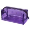 Purple transparent polka dot cosmetic bag, waterproof travel toiletry storage pouch. - Octagonal Purple