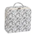 Quilted cosmetic bag black white floral travel makeup storage organizer with top handle zip - Black and White Floral