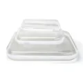 Clear PET storage boxes set of three sizes with white zippers for home and travel organization. - Three-Piece Set / White