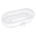 Clear plastic storage box detail, transparent portable organizer case with white zipper. - S / White