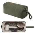 Quilted hair dryer storage bag with large capacity, portable travel organizer for hair tools. - Olive Green