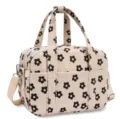 Corduroy Cute Floral Lunch Bag Handbag Casual Daily Tote Crossbody Bag for Women New - Black Club