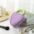 Portable strawberry cosmetic bag with large capacity, cute purple makeup storage pouch. - Soda Color-Block Small Purple