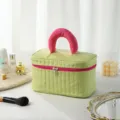 Portable makeup bag large capacity cosmetic organizer travel storage pouch for women - Soda Color-Block Large Green
