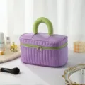 Portable cosmetic bag with large capacity, stylish purple and green design for daily travel. - Soda Color-Block Large Purple