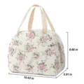 Quilted floral lunch bag with double handles and zipper closure, perfect daily portable bento tote. - Quilted Pink Floral