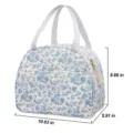 Quilted floral lunch bag with large capacity, portable bento storage bag for daily use. - Quilted White Blue Floral