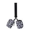 Black and white leopard print mini key pouch wallet with wrist strap and metal hooks. - White Leopard/Black and White Leopard