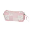 Pink patchwork storage bag for hair dryer and travel accessories, portable and durable zipper pouch. - Pink (Ethnic Pattern)