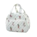 Quilted insulated lunch bag with cute teddy bear print, portable thermal tote for work. - Cute Bear