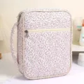 Floral quilted storage bag vintage book cover portable dustproof cosmetic organizer - Pink Floral