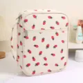 Retro cute strawberry corduroy book storage bag large capacity portable student makeup pouch - Corduroy Strawberry