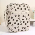 Japanese style floral book storage bag, retro portable student book cover, large capacity. - Corduroy Black Plum Blossom