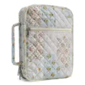 Quilted vintage floral book cover, portable student book case and storage organizer. - Ethnic Floral