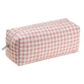 Pink gingham storage pouch, large capacity organizer bag for hair tools and daily accessories. - Pink Beige Plaid