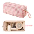 Borsa porta asciugacapelli a quadretti rosa custodia organizer da viaggio portatile accessori - Quadri Rosa Beige