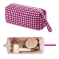 Borsa porta asciugacapelli a quadri rosa e verde con grande capacità e pratica dragonna. - A Quadri Rosso Rosa Verde