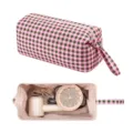 Borsa di conservazione per asciugacapelli a quadretti rosa verde, grande custodia. - Quadri Rosa e Verde