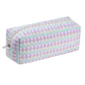 Pastel plaid multi-purpose storage bag, large capacity cosmetic and tool pouch with zipper. - Rainbow Grid