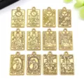 DIY gold alloy tarot card pendants square metal charms for handmade bracelet keychain accessories - Mixed Tarot Cards (SN1854) / 12 Pieces/Pack / Antique Gold