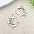 Amuletos de metal de ancla plateada para hacer joyas de bricolaje, collares artesanales lindos. - Ancla de Barco (3837)