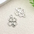 Dijes de trébol de corazón en aleación de zinc para joyería DIY, pendientes collares hechos mano. - Trébol de Cuatro Hojas Calado de Aleación de Zinc (6943)