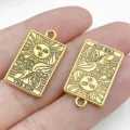 Gold tarot card charms pendant for DIY jewelry making, bracelet and keychain accessories. - The Sun (28844)