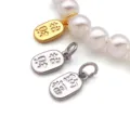 Pearl bracelet charms DIY jewelry accessories gold silver pendants craft components detail - Fortune Character Tag Pendant (T3723) / 17x7x1.5mm (1 Piece) / White Gold