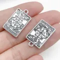 DIY alloy tarot card rectangular charm pendant for bracelet keychain jewelry making supplies 1pc - Wheel of Fortune (28849) / 1 Piece/Pack / Antique Silver