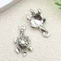 Colgantes de tortuga de aleación plateada para hacer joyas bricolaje pendientes collares manuales - Tortuga del Océano (4256)