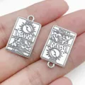 Silver alloy tarot card pendant charm, square shape Moon design for DIY jewelry making. - The Moon (28851)
