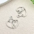 Colgante de dijes de doble corazón de aleación de zinc para joyería de aretes y collares. - Doble Corazón Calado (5801)