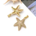 Ciondolo stella marina dorato placcato oro 18K rame zircone componenti per gioielli fai da te - Ciondolo Stella Marina con Zirconia (T3978) / 1 Pezzo (27x21x4.8mm)
