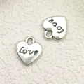 Colgantes de aleación en forma de corazón plateado con amor para la fabricación de joyas de bricolaje. - Forma de Corazón Letra Love (8005)