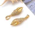 Ciondolo charm conchiglia dorata con cristalli zircone, accessorio gioiello placcato oro. - Ciondolo Lumaca di Mare (T3981) / 1 Pezzo/Confezione (27x7x7mm)