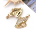 Gouden schelp zirkoon hanger koper 18k verguld doe-het-zelf sieraden accessoire - 1 Stuk (28x15x5mm)