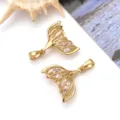 Gouden Zeemeermin Staart Zirkoon Hanger 18K Verguld Sieraad DIY Bedel Accessoire - 1 Stuk (20x16x5.5mm)