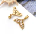 Gouden walvisstaart hanger sieraad accessoire DIY met witte zirkoon en 18k verguld. - 1 Stuk/Verpakking (20x17.5x3.3mm)