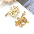 Gouden octopus hanger DIY bedel zirkonia zeedier sieraden bevinding component accessoire - 1 Stuk (25x18x4mm)