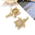 Vergulde zeeschildpad hanger kubieke zirkonia bedel DIY sieraden maken accessoires. - 1 Stuk (26x18x5.8mm)