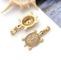 Vergulde zeeschildpad zirkonia hanger DIY sieraden accessoire met hangend oogje. - 1 Stuk (25x12x4.3mm)