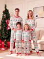 Familie passender Weihnachtspyjama Set mit süßem Tannenbaum und geometrischem Muster für den Winter. - Mom—S / Rot und Grün Bedrucktes Top Und Hose (S0349)