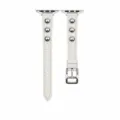 Cinturino per orologio in pelle bianca con dettagli di borchie metalliche di ricambio. - Auto-misurato: 18mm / Bianco