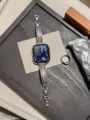 Glitzerndes Zirkonia Metall Uhrenarmband kompatibel mit Apple Watch Serie, elegantes Ersatzarmband. - Passend für: S10/11 42mm / Silber