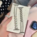 Perlen Herz Uhrenarmband kompatibel mit Apple Watch, elegantes Perlenarmband für Uhr. - Selbstmessung: 20mm / Bunte Punkte
